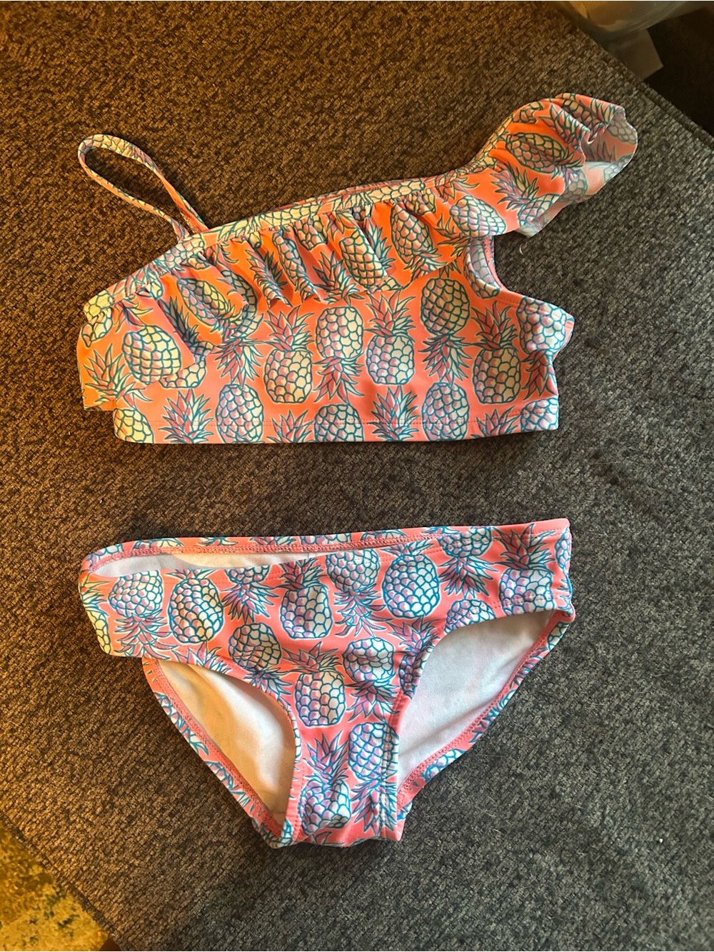 Carter's Coral Pink One-Shoulder Pineapple Bikini Set